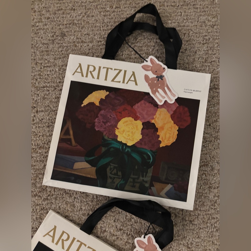 Aritzia Holiday Shopping Bags With Gift Tags Set of 2 Caitlyn Murphy Art - Picture 3 of 4